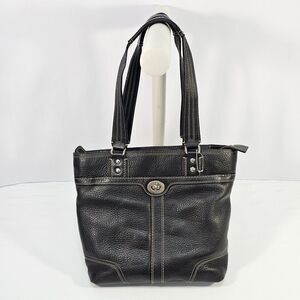 Coach Hamilton Hampton F13959 Black Pebbled Leather Shoulder Bag Turn Lock